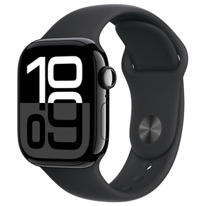 Apple Apple Watch Series 10(GPS + Cellularモデル)- 42mm ジェットブラックアルミニウムケースとブラックスポーツバンド - S/M MWX63J/A-イメージ1