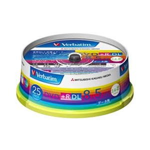 Verbatim データ用DVD+R DL 8．5GB 2．4-8倍速 インクジェットプリンタ対応 スピンドルケース 25枚入り DTR85HP25V1-イメージ1