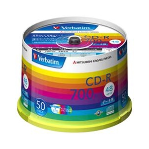 Verbatim データ用CD-R 700MB 48倍速 インクジェットプリンタ対応 スピンドルケース 50枚入り SR80SP50V1-イメージ1