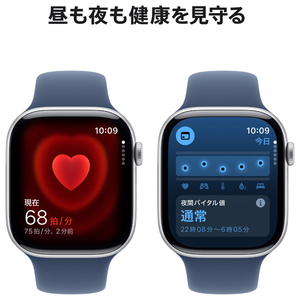 Apple Apple Watch Series 10(GPS + Cellularモデル)- 46mm シルバーアルミニウムケースとデニムスポーツバンド - M/L MWY13J/A-イメージ5