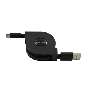 グリーンハウス USB Type-A - USB Type-C 巻き取りUSB充電ケーブル(15W) ブラック GH-UMCA15-BK-イメージ2