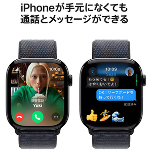 Apple Apple Watch Series 10(GPS + Cellularモデル)- 46mm ジェットブラックアルミニウムケースとインクスポーツループ MWY53J/A-イメージ7