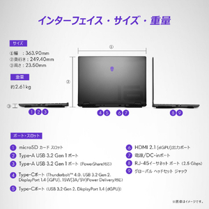 DELL ノートパソコン Alienware m16 R2 ダークメタリックムーン NAM86-EHLBC-イメージ12