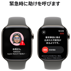 Apple Apple Watch Series 10(GPS + Cellularモデル)- 46mm ナチュラルチタニウムケースとストーングレイスポーツバンド - S/M MWY93J/A-イメージ6