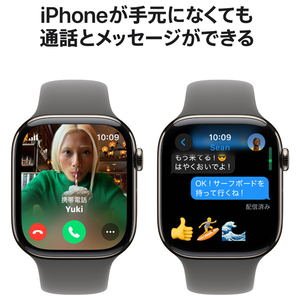 Apple Apple Watch Series 10(GPS + Cellularモデル)- 46mm ナチュラルチタニウムケースとストーングレイスポーツバンド - M/L MWYA3J/A-イメージ7