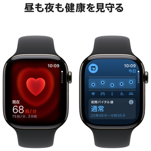 Apple Apple Watch Series 10(GPS + Cellularモデル)- 46mm スレートチタニウムケースとブラックスポーツバンド - S/M MWYD3J/A-イメージ5