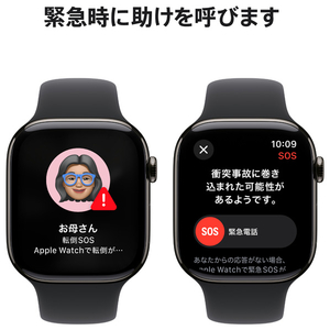 Apple Apple Watch Series 10(GPS + Cellularモデル)- 46mm スレートチタニウムケースとブラックスポーツバンド - S/M MWYD3J/A-イメージ6