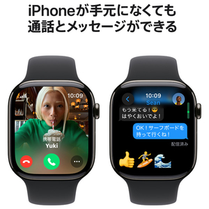 Apple Apple Watch Series 10(GPS + Cellularモデル)- 46mm スレートチタニウムケースとブラックスポーツバンド - S/M MWYD3J/A-イメージ7