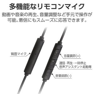 エレコム 高耐久 デジタル式USB Type-C(TM)ヘッドフォン カナル型 ブラック EHP-DF14CMBK-イメージ6