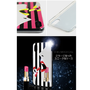 dreamplus iPhone XS/X用STRIPE MIRROR CASE ピンクリップ DP10157I8-イメージ8