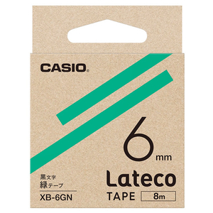 カシオ Lateco専用テープ(黒文字/6mm幅) 緑テープ XB-6GN-イメージ1