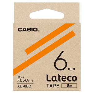 カシオ Lateco専用テープ(黒文字/6mm幅) オレンジテープ XB-6EO-イメージ1