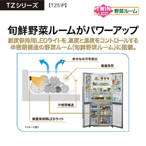 AQUA 512L 4ドア冷蔵庫 TZシリーズ サテンシルバー AQR-TZ51P(S)-イメージ17