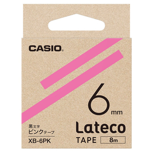 カシオ Lateco専用テープ(黒文字/6mm幅) ピンクテープ XB-6PK-イメージ1