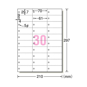エーワン マルチカード 各種プリンタ兼用紙 白無地 A4判 30面 単語カードサイズ 穴あきタイプ 5シート入り A-ONE.51163-イメージ2