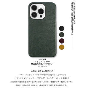 ABBI SIGNATURE iPhone 15用VINTAGE イタリアンレザー MagSafe対応バックカバー ブラック ABS26164I15-イメージ3