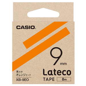 カシオ Lateco専用テープ(黒文字/9mm幅) オレンジテープ XB-9EO-イメージ1