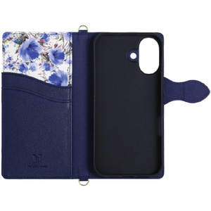 ＮＡＴＵＲＡＬ　ｄｅｓｉｇｎ iPhone 16用手帳型ケース FLEUR NOUVEAU ネイビー IP24-61-FLN02-イメージ3