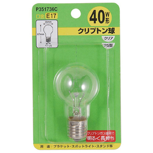 ヤザワ クリプトン球 E17口金 36W 省エネタイプ 1個入り P351736C-イメージ1