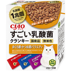 いなばペットフード CIAO すごい乳酸菌クランキー まぐろ節・かつお節バラエティ 20g×10袋 ﾆﾕｳｻﾝｷﾝｸﾗﾝｷ-ﾏｸﾞﾛｶﾂｵB200G-イメージ1