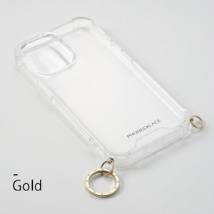 PHONECKLACE iPhone 16 Pro用ストラップ用リング付きクリアケース シルバーチャーム PN27173I16PR-イメージ6