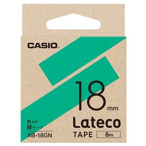 カシオ Lateco専用テープ(黒文字/18mm幅) 緑テープ XB-18GN-イメージ1