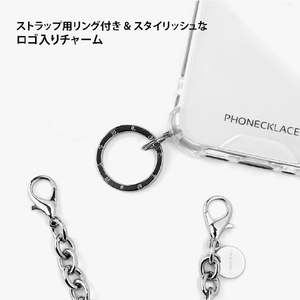 PHONECKLACE iPhone 16 Pro Max用ストラップ用リング付きクリアケース シルバーチャーム PN27174I16PM-イメージ8