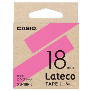 カシオ Lateco専用テープ(黒文字/18mm幅) ピンクテープ XB-18PK-イメージ1