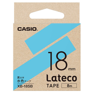 カシオ Lateco専用テープ(黒文字/18mm幅) 水色テープ XB-18SB-イメージ1