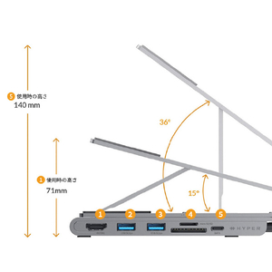 HYPER HyperDrive 7-in-1 USB-Cハブスタンド HP-HD71HS-イメージ2