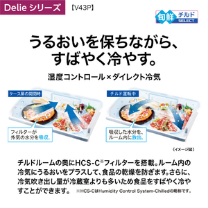 AQUA 【左開き】430L 4ドア冷蔵庫 Delie（デリエ） チタニウムシルバー AQR-V43PL(S)-イメージ7