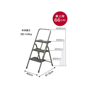 シービージャパン フォールディングステップ 3段 グレー 高さ965mm FC771MR-イメージ7