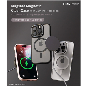 miak iPhone 16 Pro用レンズガード一体型MagSafe対応クリアケース ブラック MA27194I16PR-イメージ4