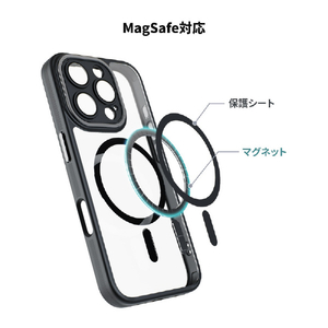 miak iPhone 16 Pro Max用レンズガード一体型MagSafe対応クリアケース ブラック MA27195I16PM-イメージ6