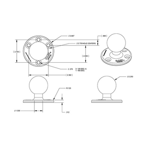 RAM MOUNTS スクエアベース 4穴P1．5x4．5inch 2．25インチ RAM-D-202U-イメージ2