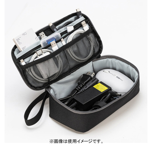 サンワサプライ トラベル小物ポーチ(W21．5×H6．0×D11．5cm) ブラック IN-AD9BK-イメージ2