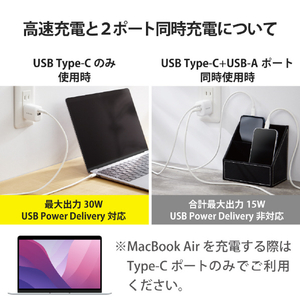 エレコム USB Power Delivery 30W AC充電器(A×1/C×1) ホワイト MPA-ACCP30WH-イメージ4