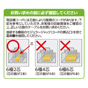 ミヨシ 6極2芯電話機コード 10m ホワイト DC-210/WH-イメージ2