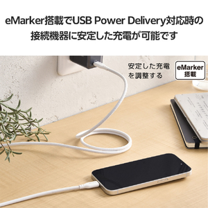 エレコム まとまるマグネットケーブル(USB Type-C - USB Type-C/100W対応)(1m) ホワイト MPA-CC5PMG10WH-イメージ8