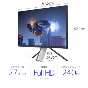 SONY 27型ゲーミングモニター INZONE M3 ホワイト SDM-F27M30-イメージ2