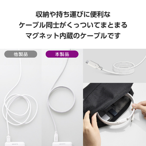 エレコム まとまるマグネットケーブル(USB Type-C - USB Type-C/100W対応)(1．5m) ホワイト MPA-CC5PMG15WH-イメージ4