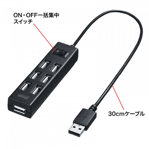 サンワサプライ USB2．0ハブ(7ポート) ブラック USB-2H702BKN-イメージ4