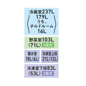 東芝 462L 6ドア冷蔵庫 VEGETA FKシリーズ サテンゴールド GR-W460FK(EC)-イメージ9