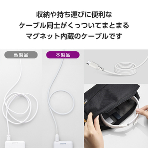 エレコム まとまるマグネットケーブル(USB Type-C - USB Type-C/60W対応)(1．5m) ホワイト MPA-CCMG15WH-イメージ4