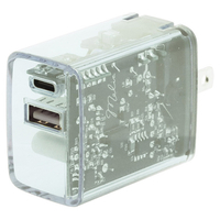 インプリンク PD20W対応 Type-C1ポート/USB1ポート クリアAC充電器 クリア IMAC1CU20CL