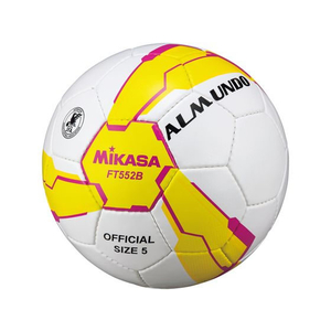 ミカサ サッカー 5号 検定球 手縫 ALMUNDO 黄／桃 FC664RV-FT552B-YP-イメージ1