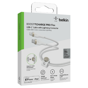 BELKIN USB-C to ライトニングケーブル(高耐久編込シリコンケーブル) 2．0m ホワイト CAA011BT2MWH-イメージ3