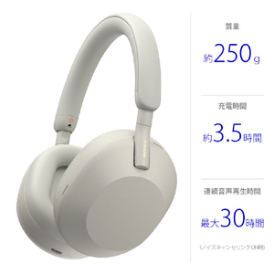 SONY ワイヤレスノイズキャンセリングステレオヘッドセット プラチナシルバー WH-1000XM5 S-イメージ2