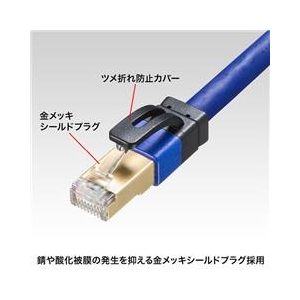 サンワサプライ カテゴリ7A LANケーブル(1m) ブルー KB-T7A-01BL-イメージ2