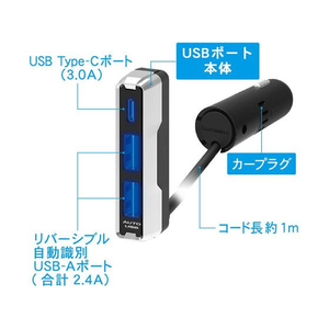 カシムラ DC-5.4A-USB 3ポ-ト 自動判定 セパリ-トスリム FCS2027-DC041-イメージ4